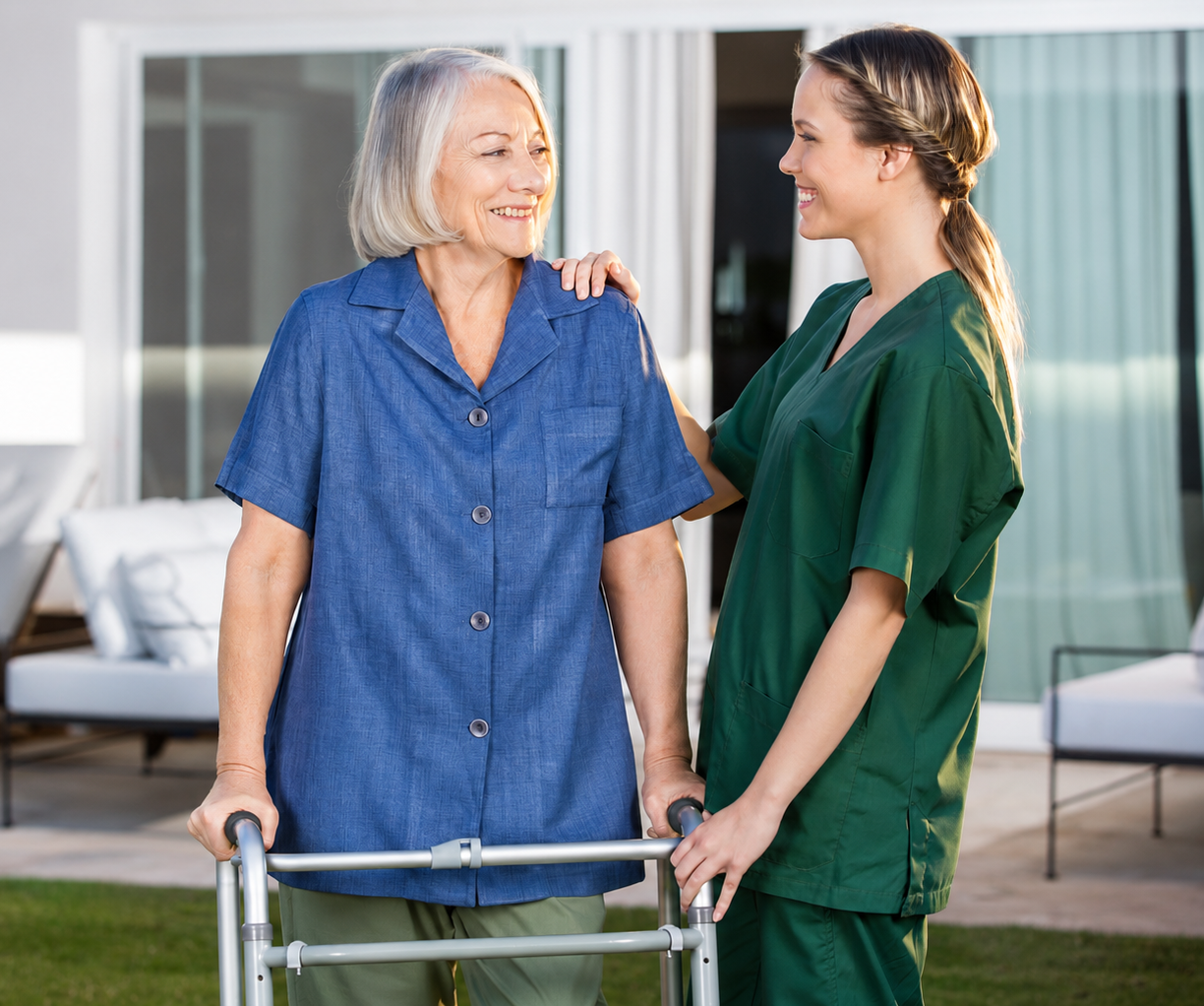 Caregiver helping elderly